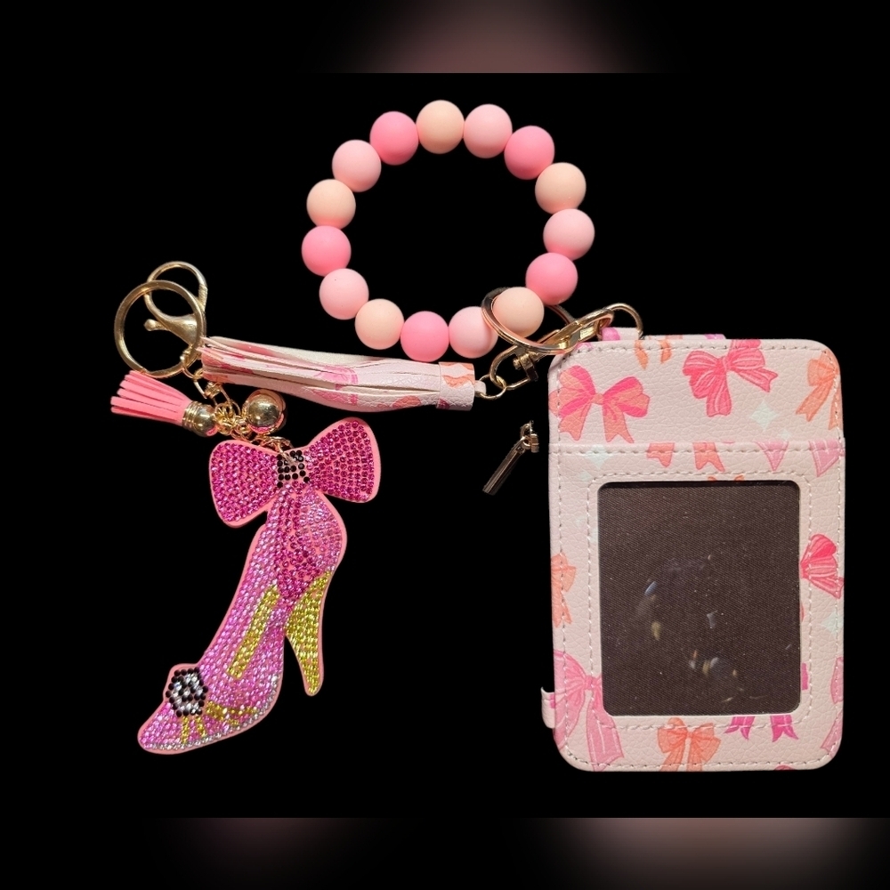 Bow Pattern Wallet and Keychain Set - Picture 2 of 2